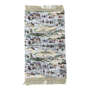 Vintage Asian Silk Table Runner Wall Hanging‎ Japanese Golden Accents People
